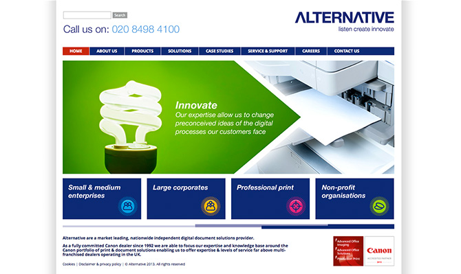 Website Design and Programming by Fundamental Design in Bournemouth, Birmingham and London for Alternative