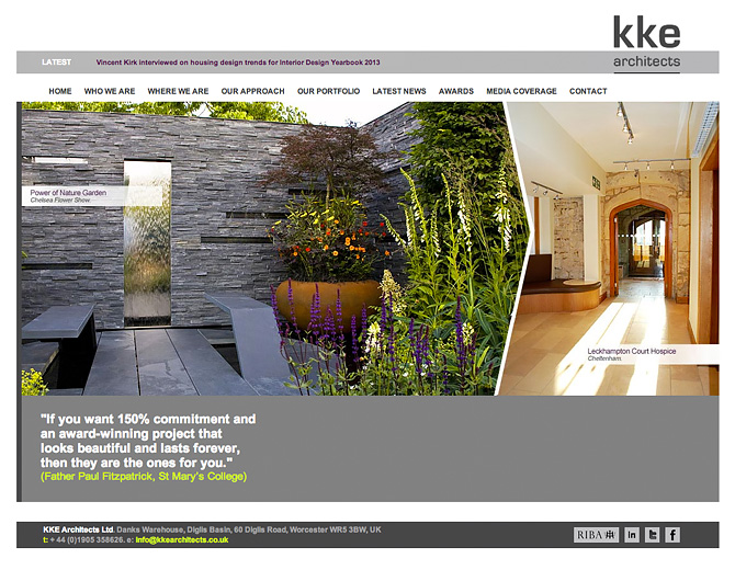 Website Design and Programming by Fundamental Design in Bournemouth, Birmingham and London for KKE Architects