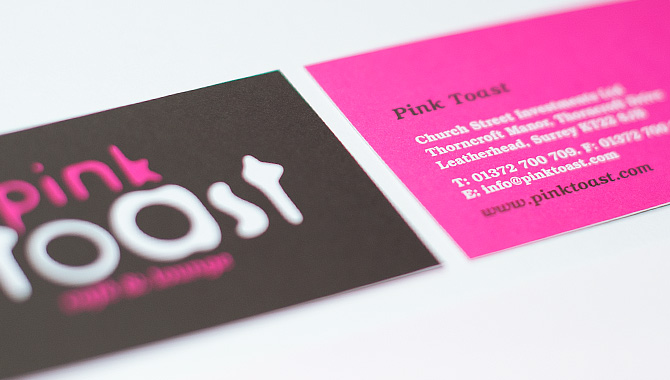 Branding and Print by Fundamental Design in Bournemouth, Birmingham and London for Pink Toast