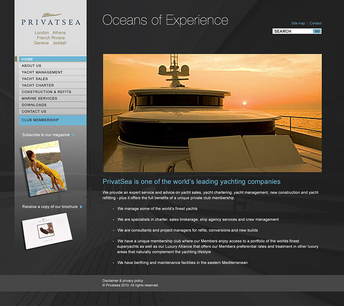 Website Design and Programming by Fundamental Design in Bournemouth, Birmingham and London for Privatsea