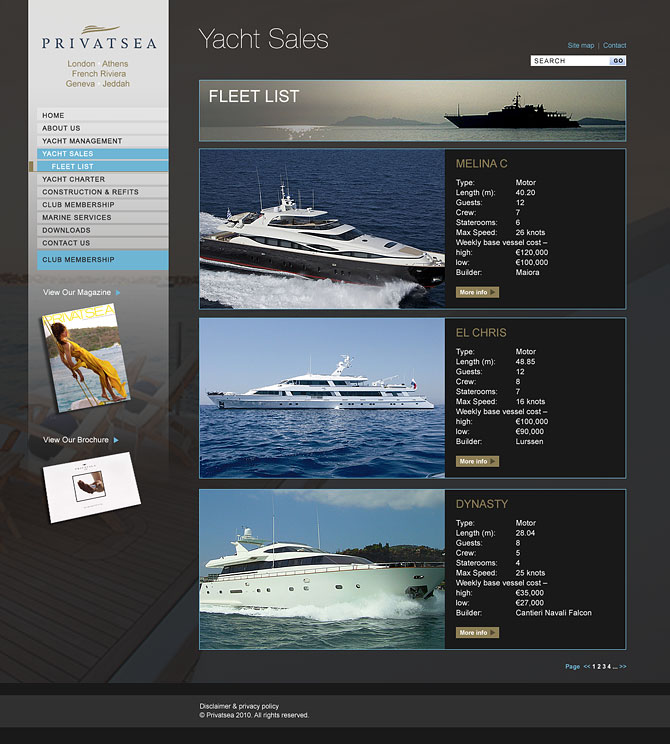 Website Design and Programming by Fundamental Design in Bournemouth, Birmingham and London for Privatsea