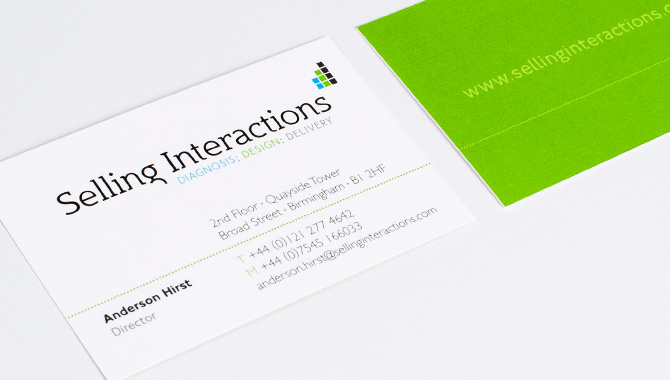 Branding and Print by Fundamental Design in Bournemouth, Birmingham and London for Selling Interactions