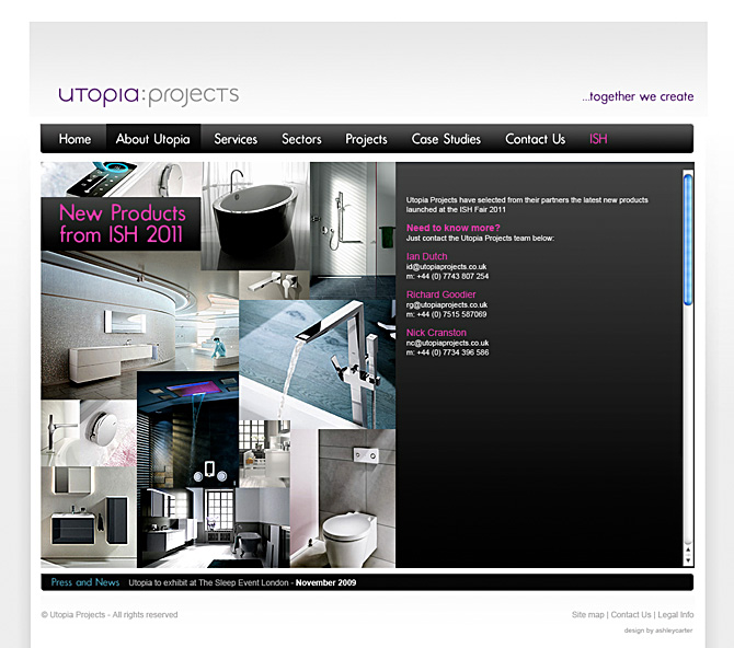 Website Design by Fundamental Design in Bournemouth, Birmingham and London for Utopia Projects