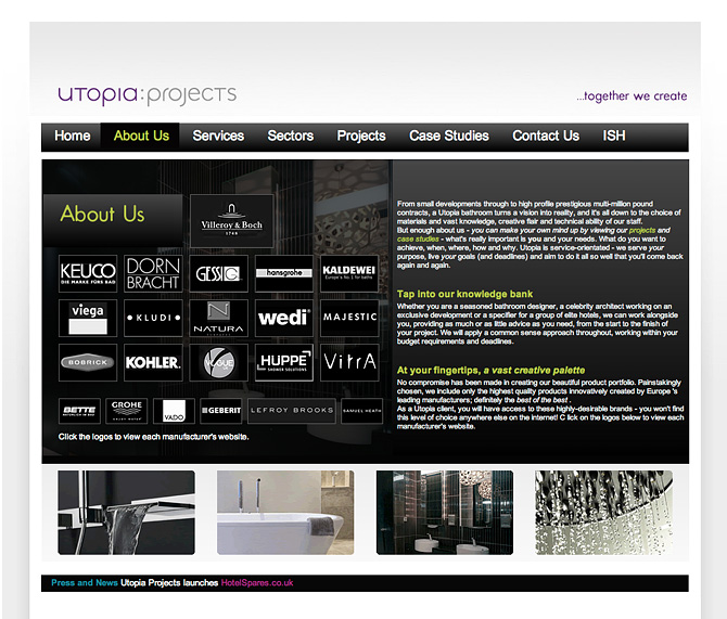 Website Design by Fundamental Design in Bournemouth, Birmingham and London for Utopia Projects